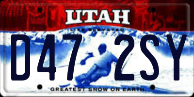 UT license plate D472SY