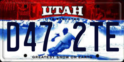 UT license plate D472TE