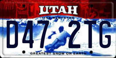 UT license plate D472TG
