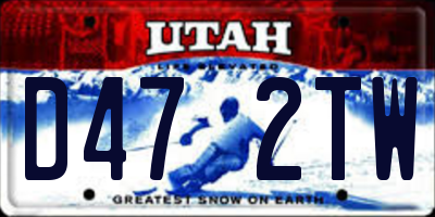 UT license plate D472TW