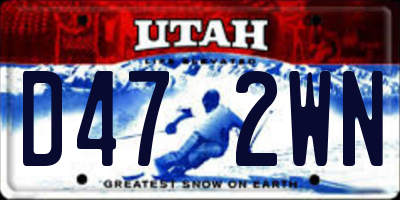 UT license plate D472WN