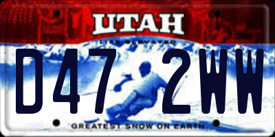 UT license plate D472WW