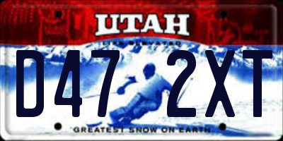 UT license plate D472XT