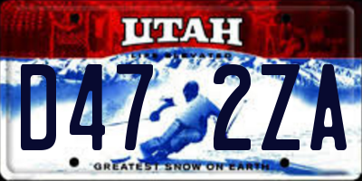 UT license plate D472ZA