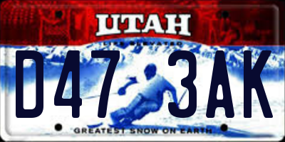UT license plate D473AK