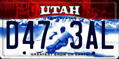 UT license plate D473AL