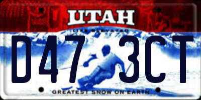 UT license plate D473CT