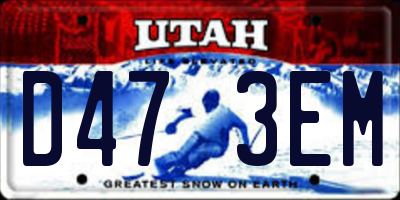 UT license plate D473EM