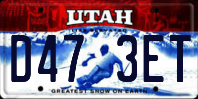 UT license plate D473ET