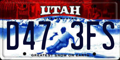 UT license plate D473FS