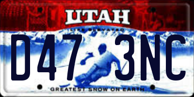 UT license plate D473NC