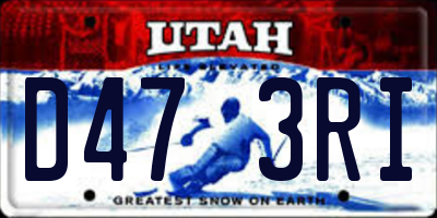 UT license plate D473RI
