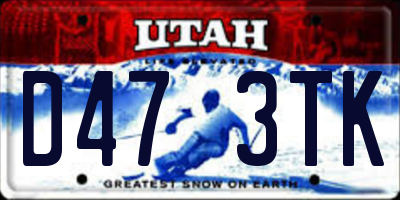 UT license plate D473TK