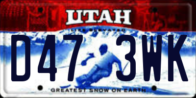 UT license plate D473WK
