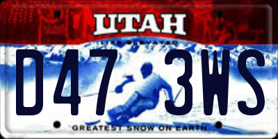 UT license plate D473WS