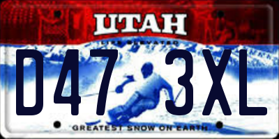UT license plate D473XL