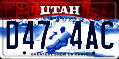 UT license plate D474AC