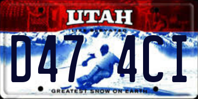 UT license plate D474CI