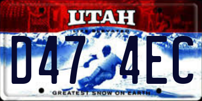 UT license plate D474EC