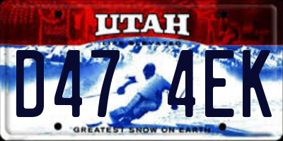UT license plate D474EK
