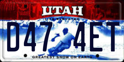 UT license plate D474ET