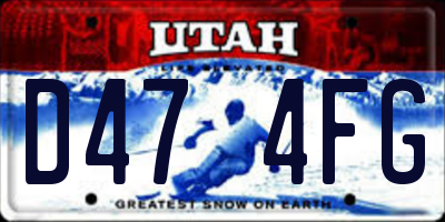 UT license plate D474FG