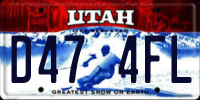 UT license plate D474FL