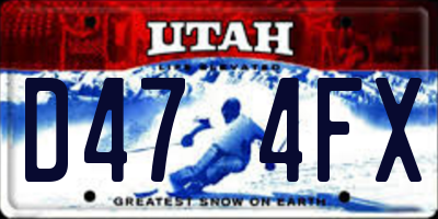 UT license plate D474FX