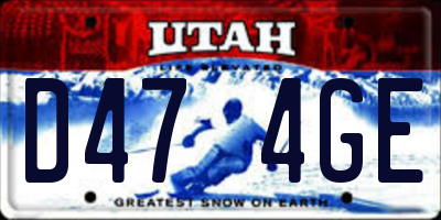 UT license plate D474GE