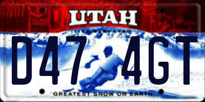 UT license plate D474GT