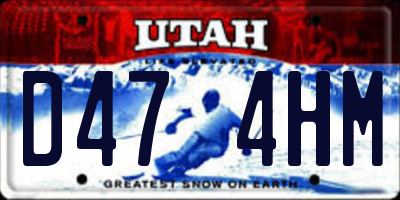 UT license plate D474HM