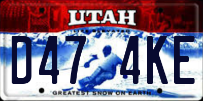 UT license plate D474KE