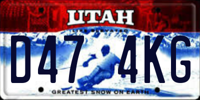 UT license plate D474KG