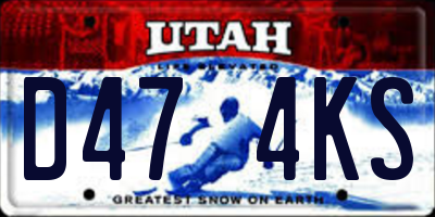 UT license plate D474KS