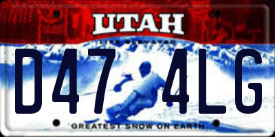 UT license plate D474LG