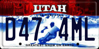 UT license plate D474ML