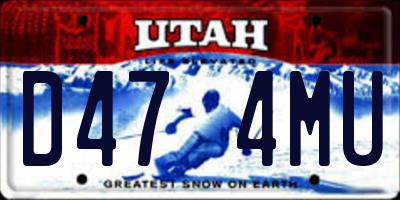 UT license plate D474MU