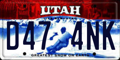 UT license plate D474NK
