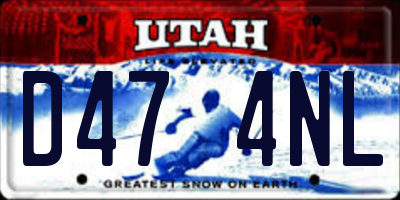 UT license plate D474NL