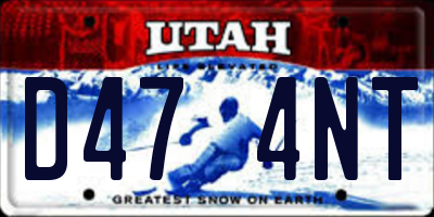 UT license plate D474NT