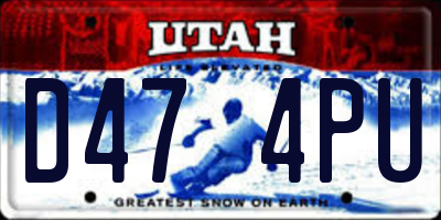 UT license plate D474PU