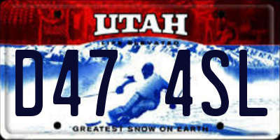UT license plate D474SL