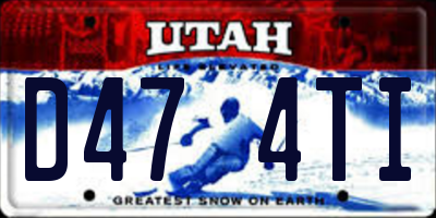 UT license plate D474TI