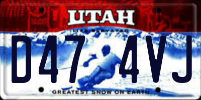 UT license plate D474VJ