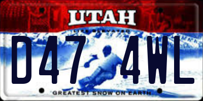 UT license plate D474WL