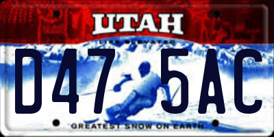 UT license plate D475AC