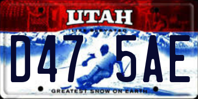 UT license plate D475AE