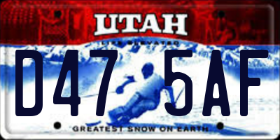 UT license plate D475AF
