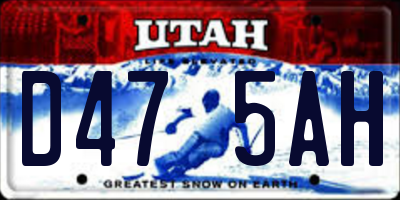 UT license plate D475AH