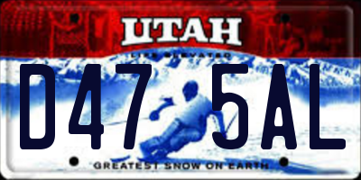 UT license plate D475AL